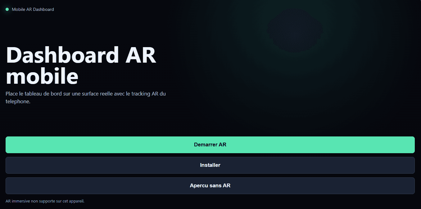 Mobile Zone AR Dashboard